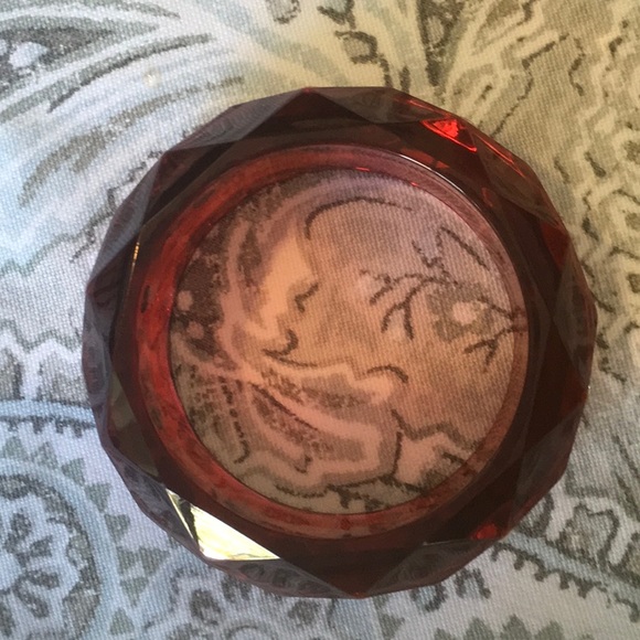 Vintage Lucite Acrylic Gem Cut Red Bangle Bracelet - Picture 5 of 7